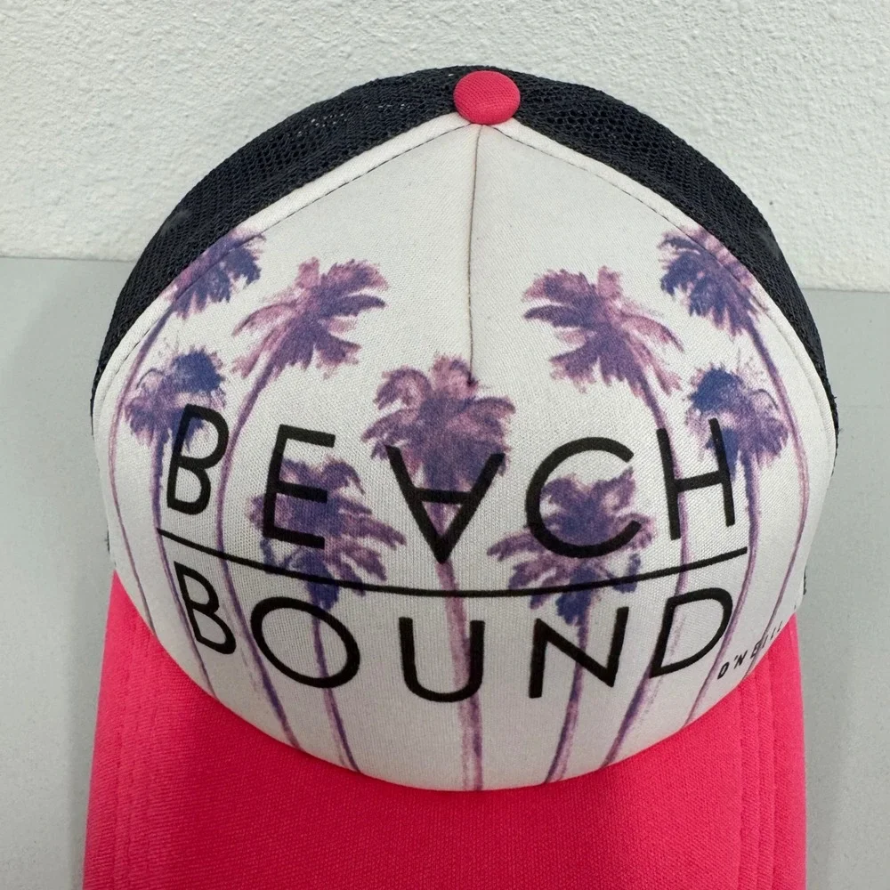 ONeill Beach Bound Trucker‎ Hat Palm Tree Pink Mesh Snapback One Size